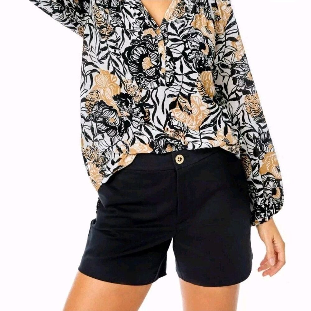New NWT Lilly Pulitzer 5" Gretchen High Rise Shorts Noir Black Sz 14